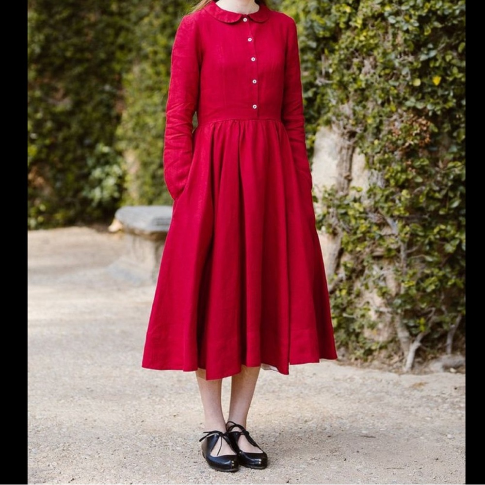 Son de Flor Classic Red Long Sleeve Dress